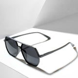 Modern Grey Sigma sunglasses on white surface