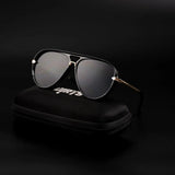 Solar Surge Shade sunglasses on black case, dark background