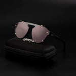 Cosmic Trinity Magenta sunglasses on black case