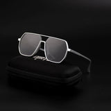 White Sigma Dark Shade sunglasses on black case