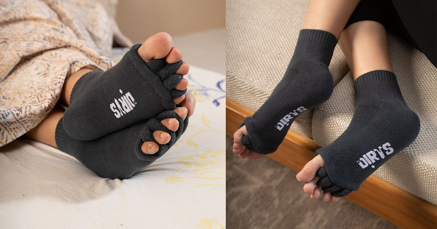 Close-up — pulling on DIRTS sock
