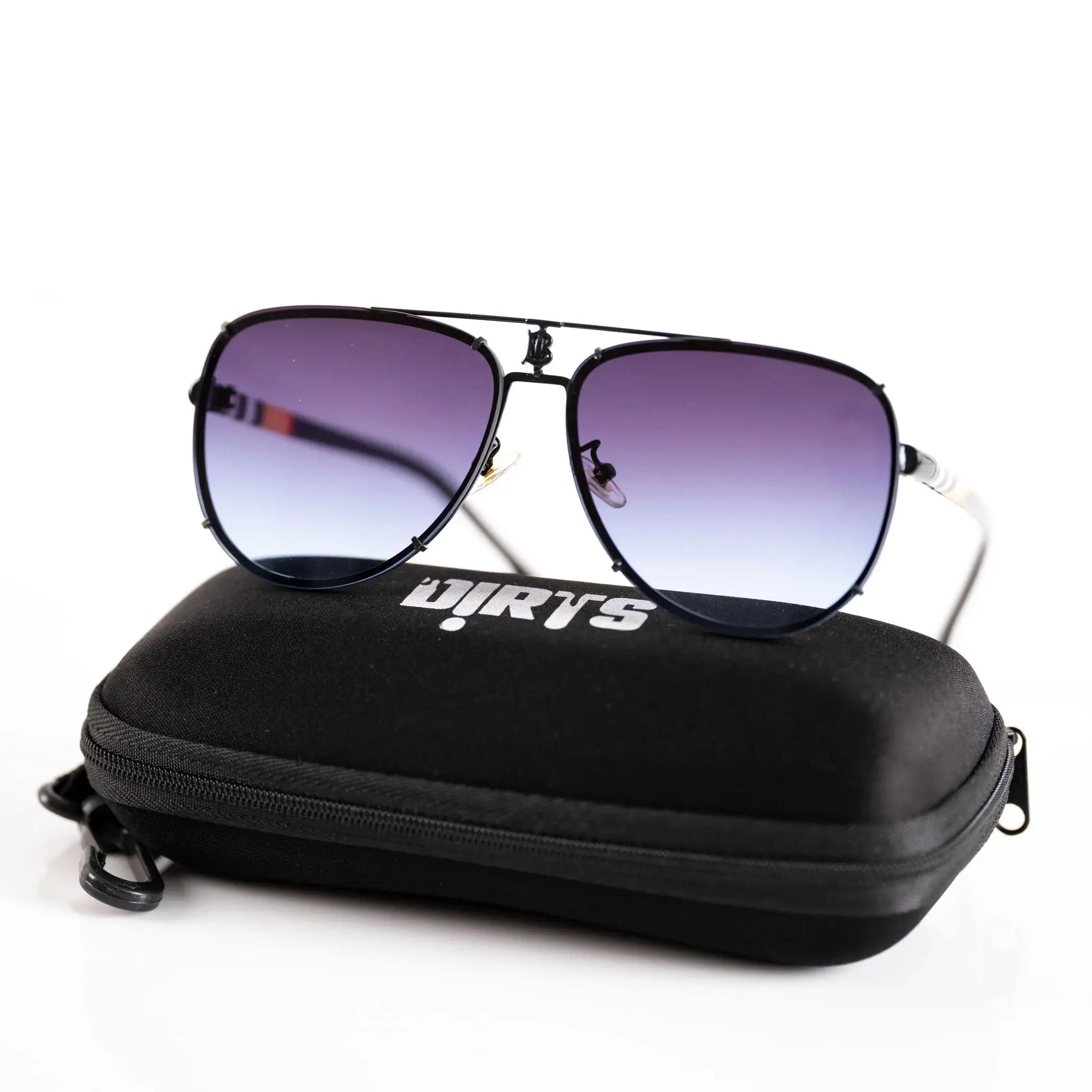 Dark black aviator sunglasses sales