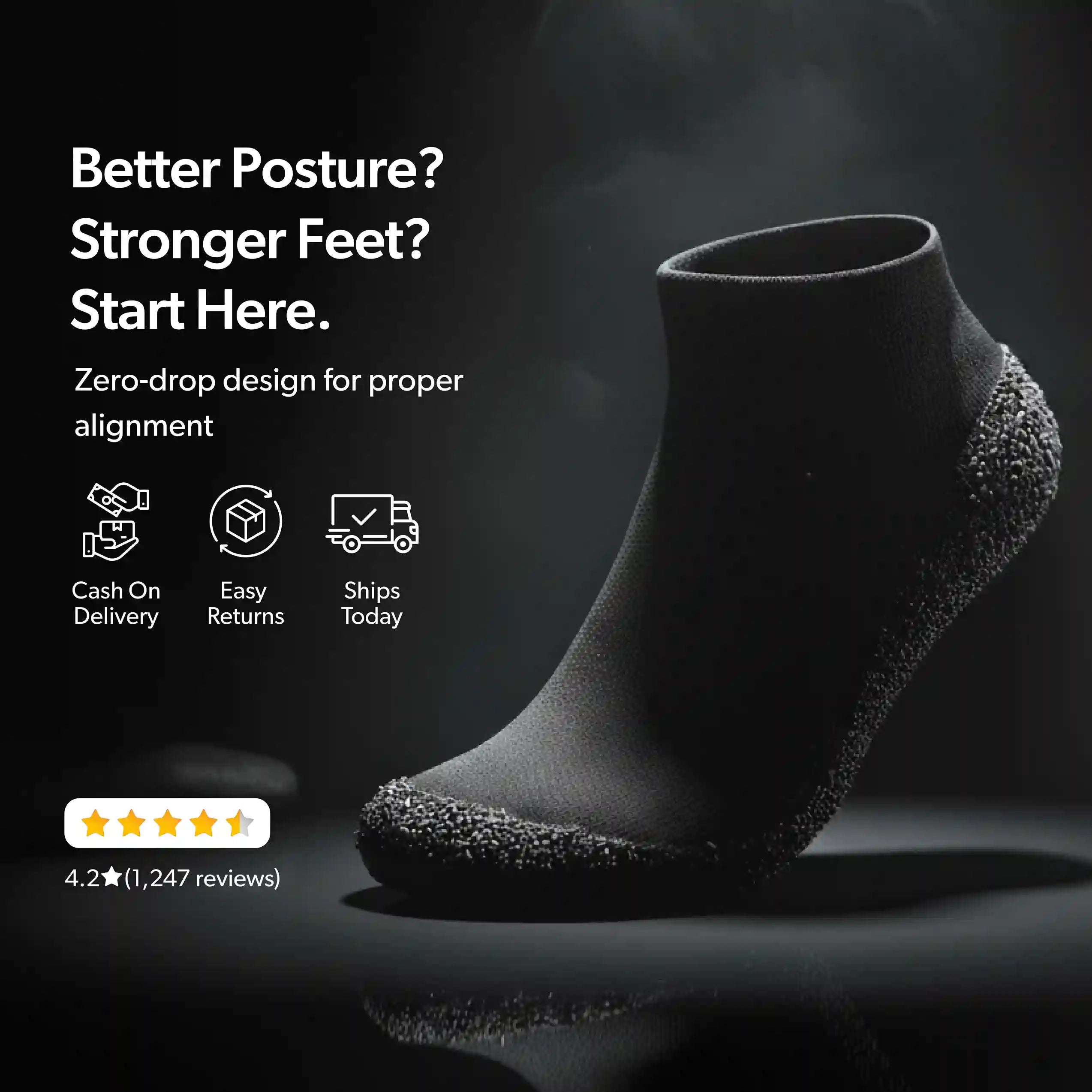 DIRTS Black Barefoot Sock Shoes (1 x Pair)