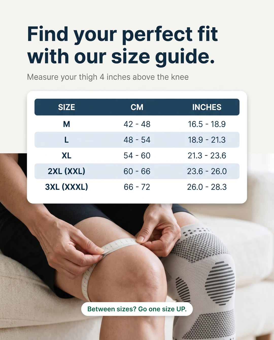Knee sleeve size chart