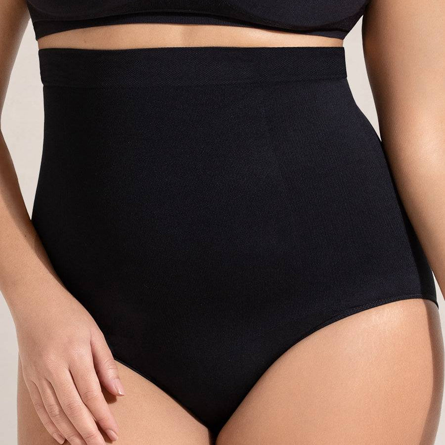 Black high-waisted shaper panty for all-day comfort
